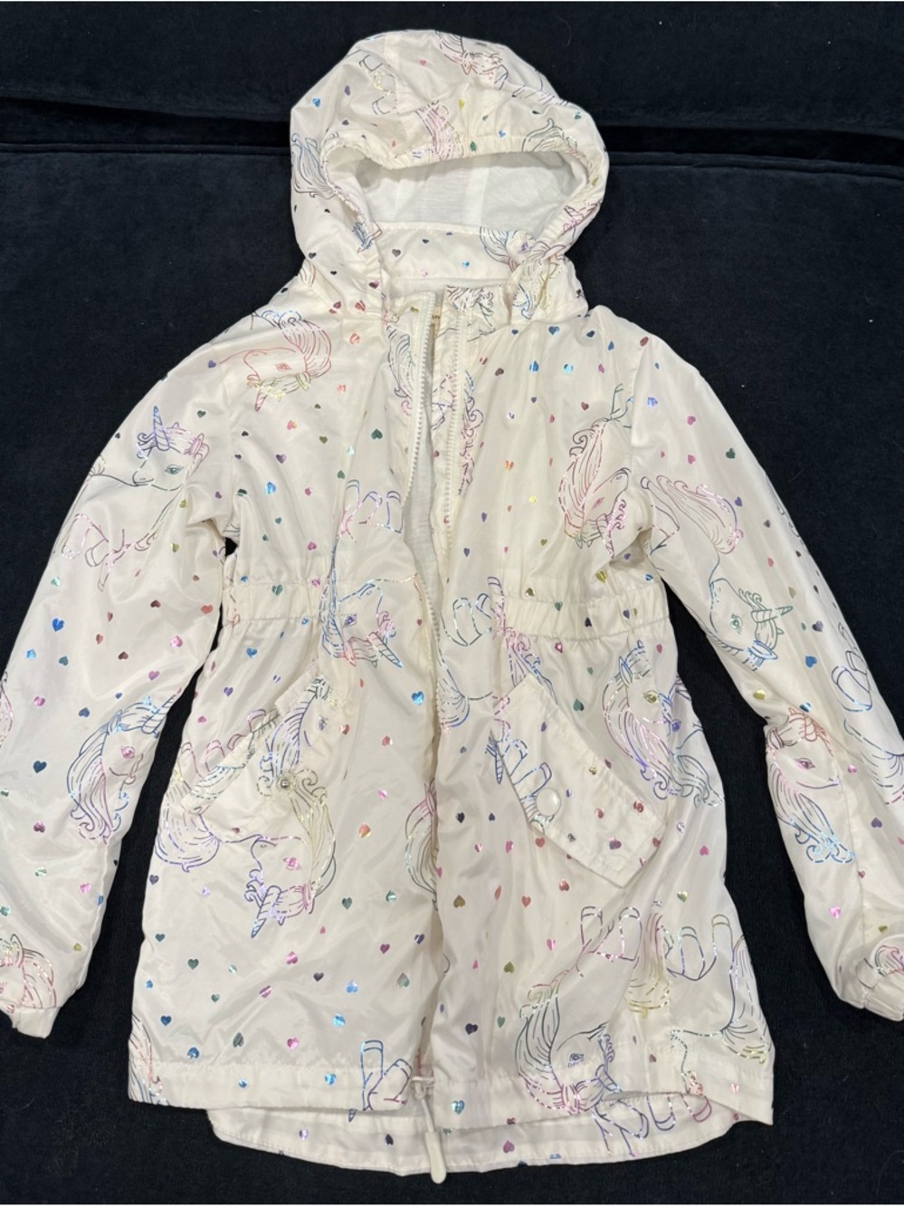 Girls Unicorn Thin Hooded Jacket Size 6